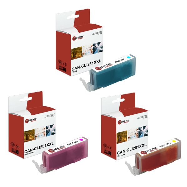 3 Pack Canon CLI281XXL CYM Extra Super HY Compatible Ink | Laser Tek Services For Sale