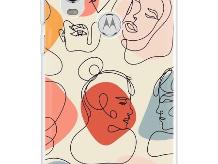 Abstract Faces Soft Cover for Motorola One Action Online Sale