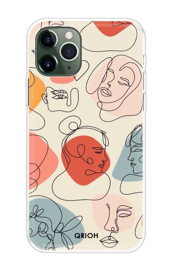 Abstract Faces Soft Cover for iPhone 11 Pro Max For Cheap