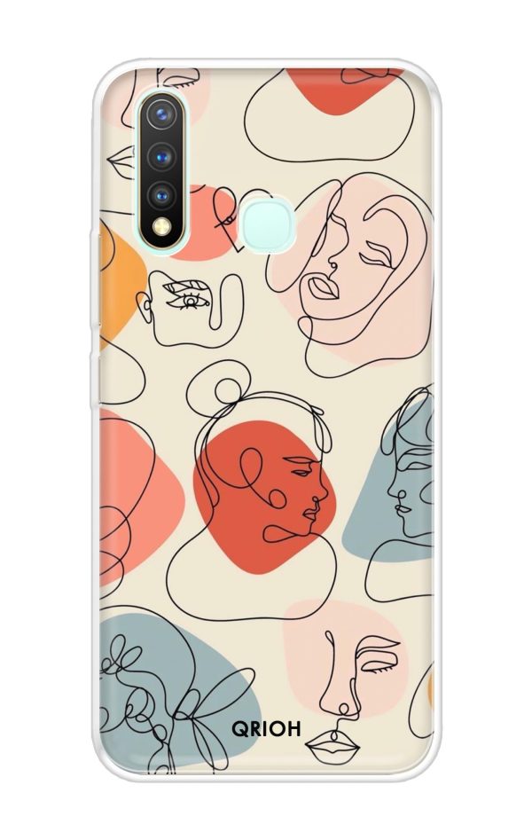 Abstract Faces Soft Cover for Vivo U20 Cheap