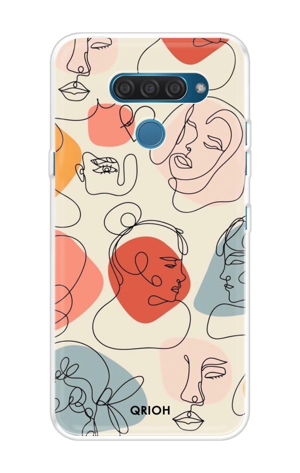 Abstract Faces Soft Cover for LG Q60 For Cheap